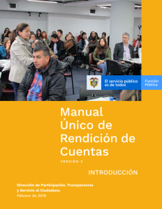 Portada de Manual Único de Rendición de Cuentas - Versión 2. Introducción - Febrero de 2019